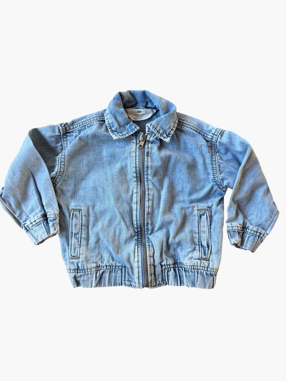 H&M Toddler Light Wash Denim Jacket Zip Front Unisex Size 2T